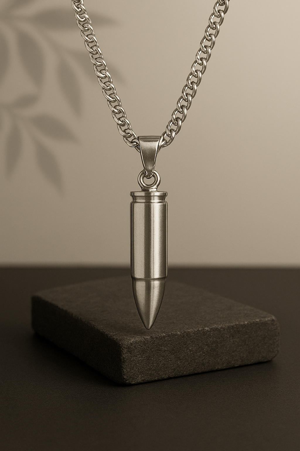 Bullet Pendant Necklace (Silver Finish)