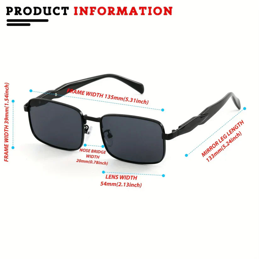 Men's Retro Square Metal Frame Fashion Glasses with Golden Accents