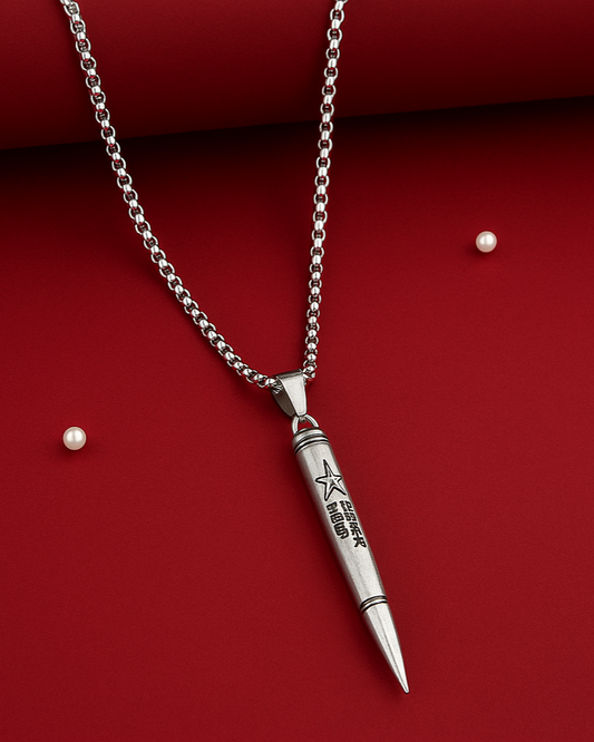 Bullet Pendant Necklace (Silver Finish)