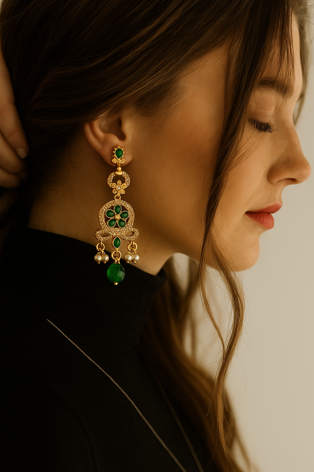 Emerald Blossom Dangle Earring