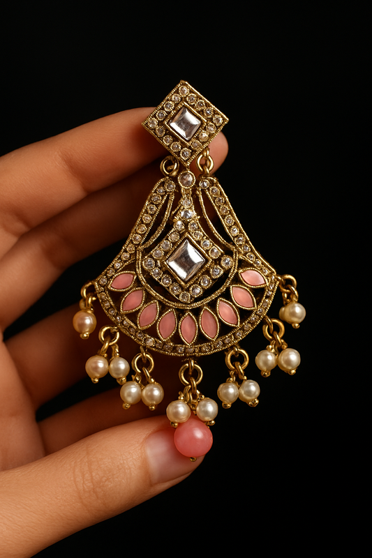 Royal Pink Pearl Jhumka Earring