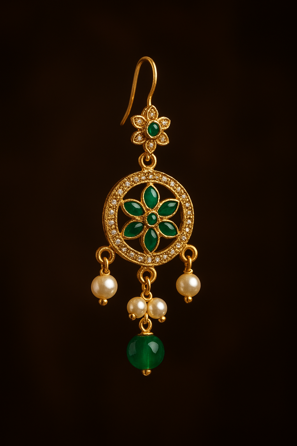 Emerald Blossom Dangle Earring