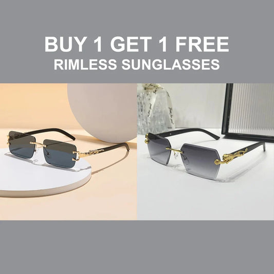 Black Rectangular Frames with Golden-Tone Metal Glasses