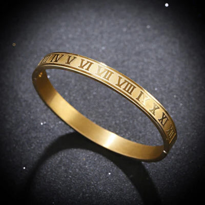 Roman Numeral Engraved Bangle