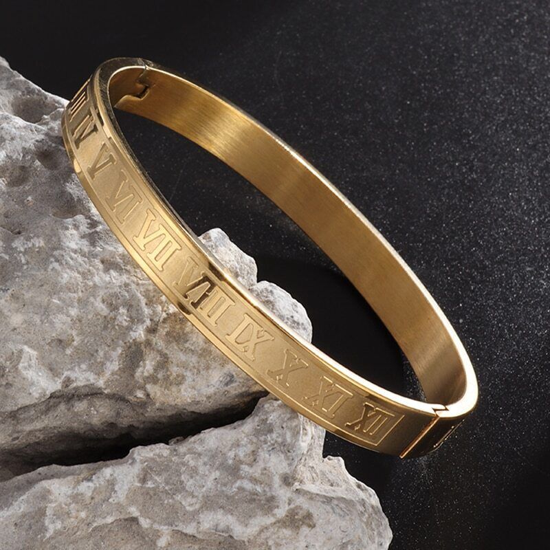 Roman Numeral Engraved Bangle
