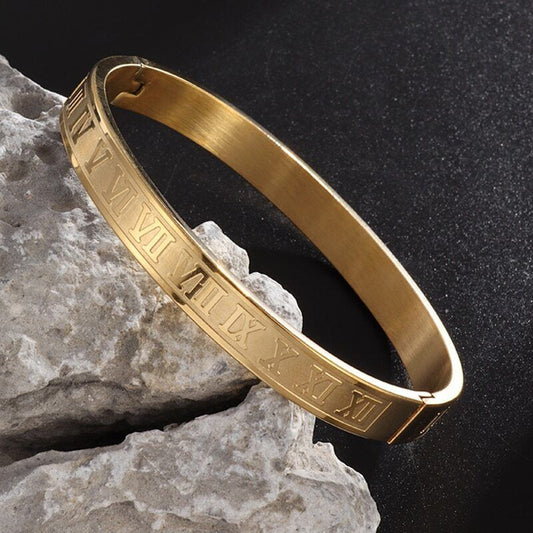 Roman Numeral Engraved Bangle