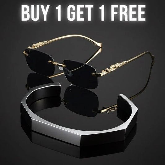 Fashion Square Frameless Glasses + Hexagonal Bracelet